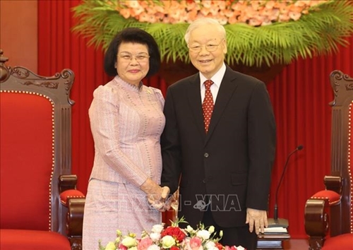 Tổng Bí thư Nguyễn Phú Trọng tiếp Chủ tịch Quốc hội Vương quốc Campuchia Samdech Khuon Sudary 